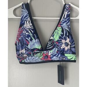 Tommy Hilfiger NEW Floral Bikini Top Swim Womens Blue Colorful NWT Size Small